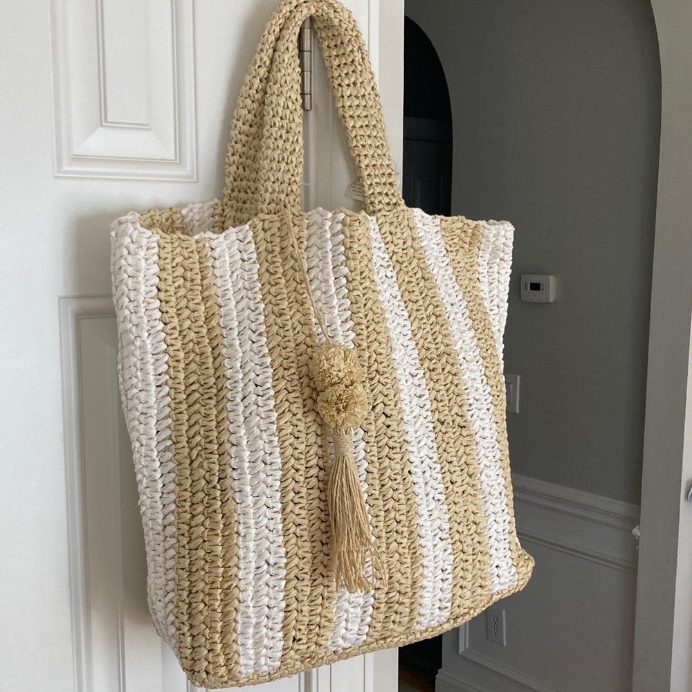 New w Tag: Mark & Graham Cabana Striped Straw Tote